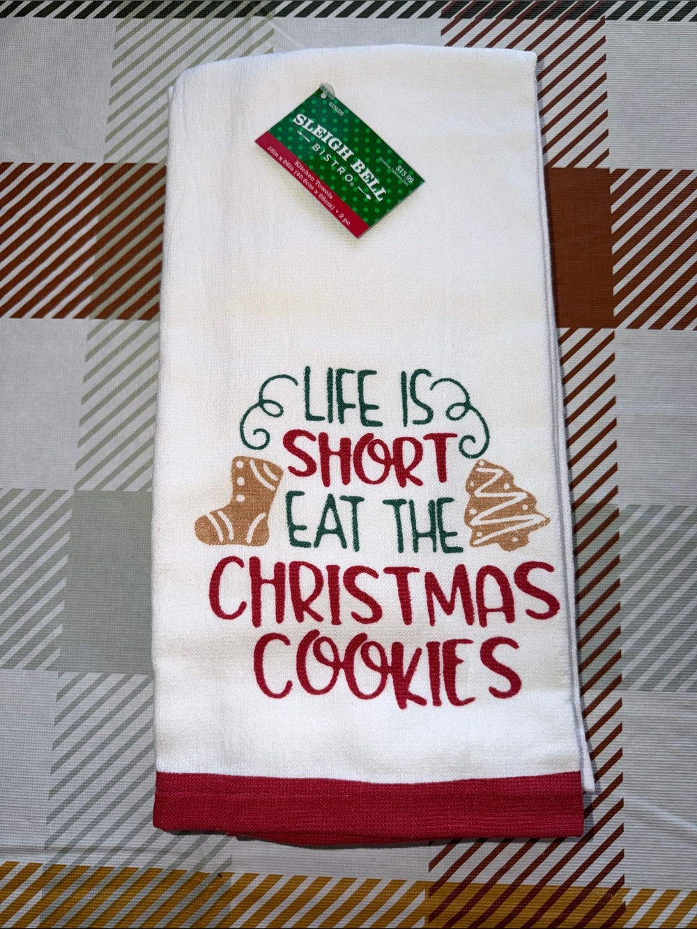 NWT Kitchen Towels Life Is Short Eat The Christmas Cookies